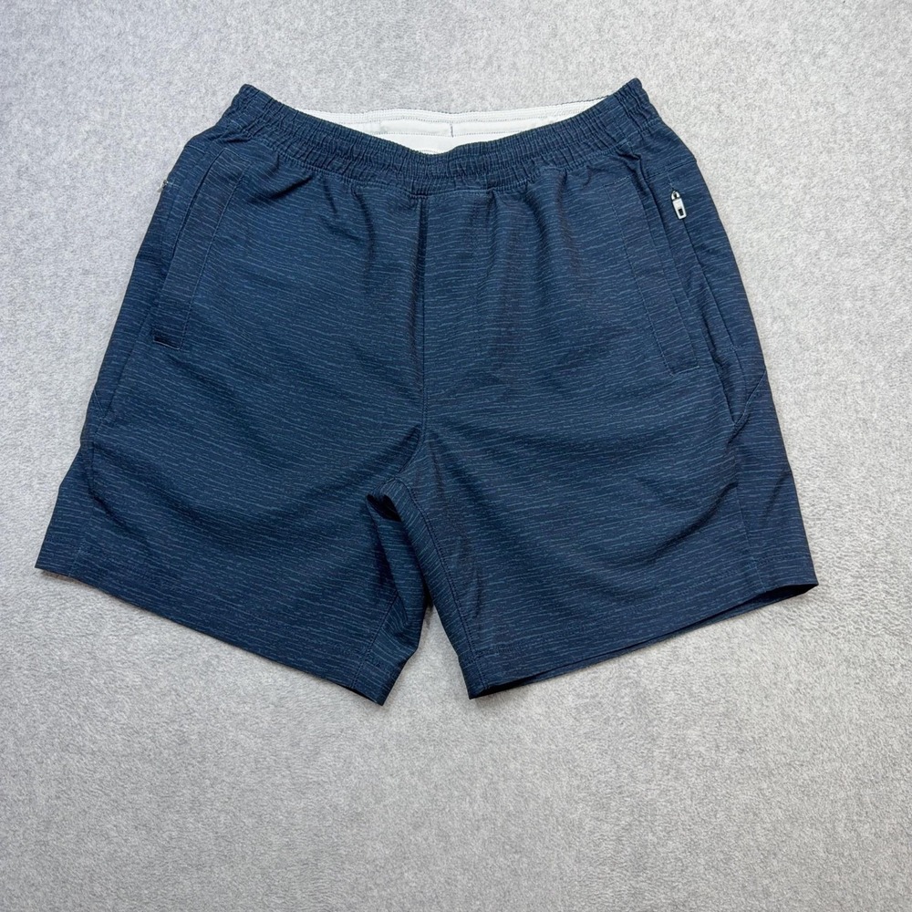 Birddogs Shorts Mens Medium Blue Geo Lined 7 Inch Athletic Running Gym Training